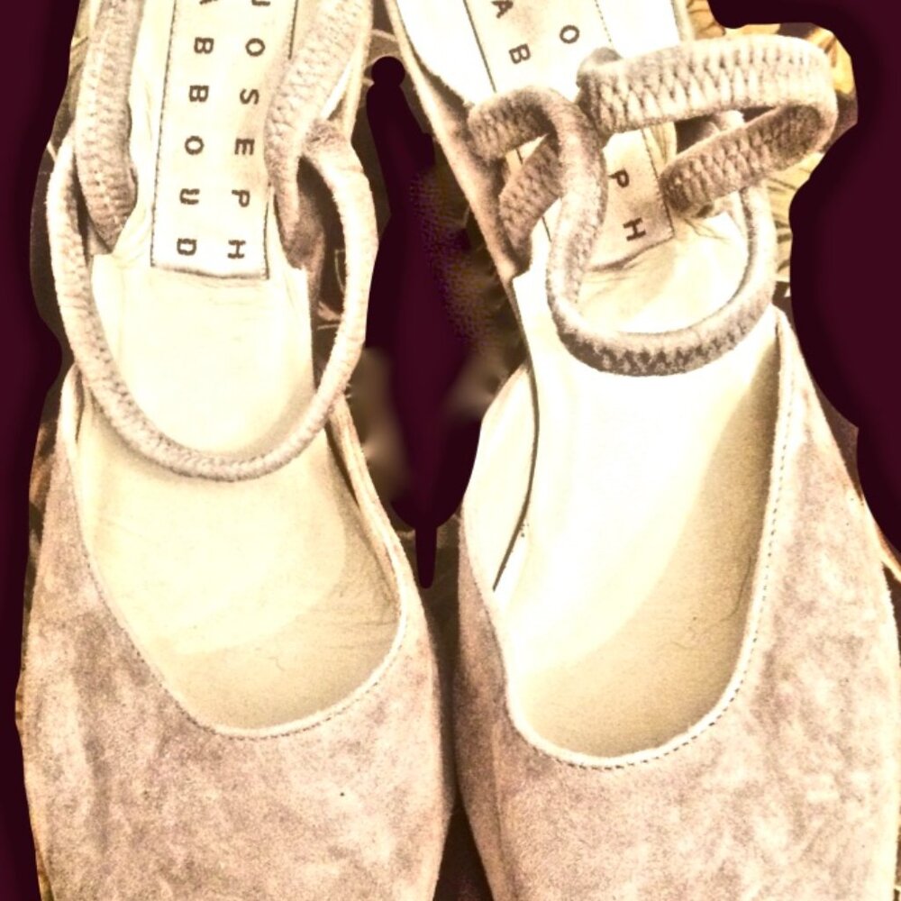 Joseph Abboud Shoes Sling Back Mary Jane Elastic Straps 9.5 Beige Suede 3" heel